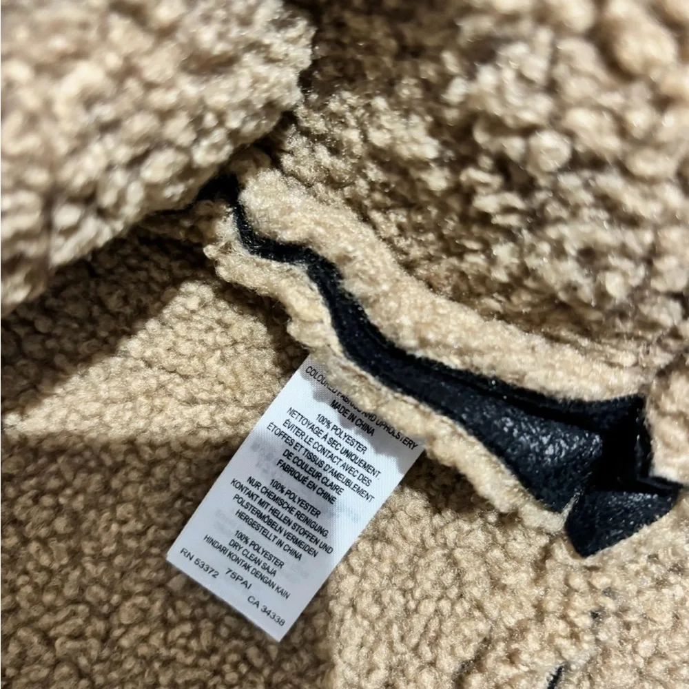 French Connection Faux Shearling Cropped Aviator Jacket US 8 - Picture 4 of 5